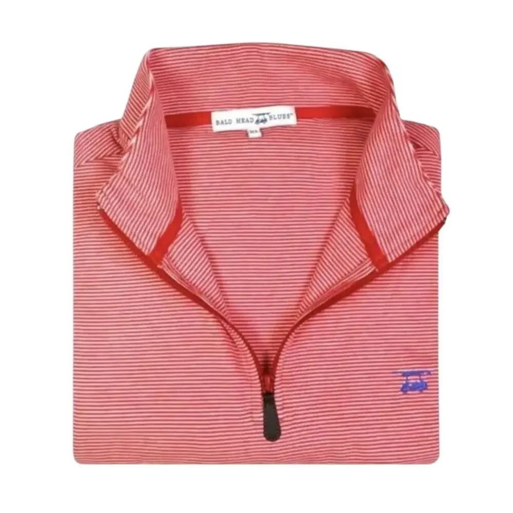 Bald Head Blues Red 1/4 Zip Stripe Pullover Size XL